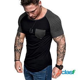 Mens T shirt Shirt Graphic Color Block Round Neck Daily