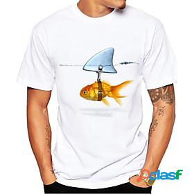 Mens T shirt Shirt Graphic Fish Animal 3D Print Round Neck