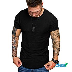 Mens T shirt Shirt Solid Colored Round Neck Daily Short