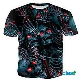 Mens T shirt Skull Round Neck Dailywear Holiday Short Sleeve