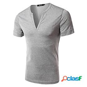 Mens T shirt Solid Color V Neck Casual Daily Short Sleeve