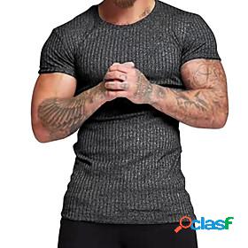 Mens T shirt Striped Crew Neck Daily Short Sleeve Tops