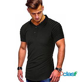 Mens T shirt T-shirt Sleeve Pleated Medium Spring, Fall,