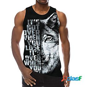 Mens Tank Top Undershirt 3D 3D Print Crew Neck Daily Holiday