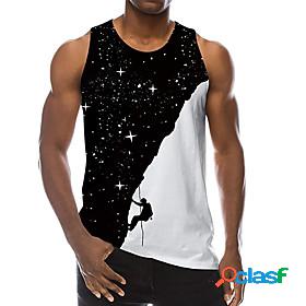 Mens Tank Top Undershirt Galaxy 3D Print Crew Neck Daily