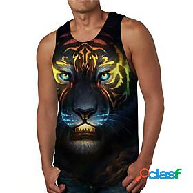 Mens Tank Top Undershirt Shirt Graphic Prints Tiger 3D Print