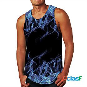 Mens Tank Top Vest Undershirt 3D 3D Print Crew Neck Daily