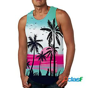 Mens Tank Top Vest Undershirt Tree 3D Print Crew Neck Daily