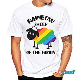 Mens Tee T shirt Shirt Rainbow Graphic Sheep 3D Print Crew