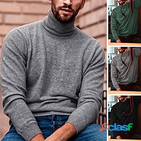 Mens Tee T shirt Shirt Solid Color Turtleneck Casual Daily