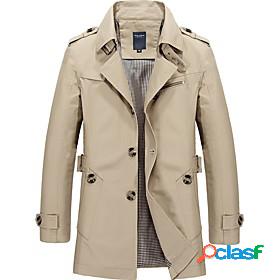 Men's Trench Coat Overcoat Fall Winter Daily Long Coat Notch