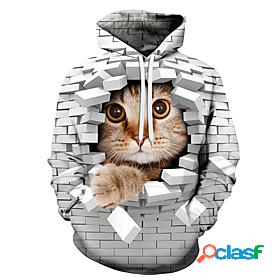 Mens Unisex Cat Graphic Pullover Hoodie Sweatshirt 3D Print