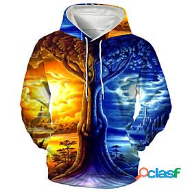 Mens Unisex Graphic Prints Landscape Pullover Hoodie