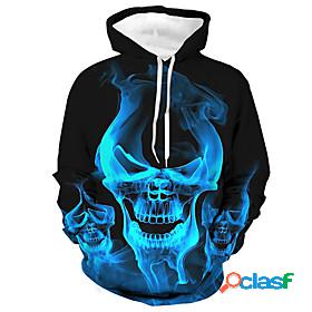 Men's Unisex Graphic Prints Skull Pullover Hoodie Sweatshirt