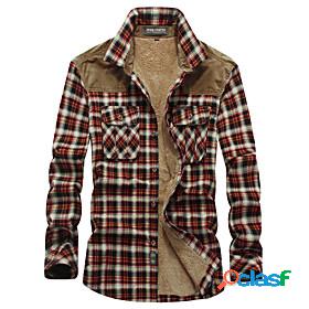 Mens Unisex Shirt Plaid / Check Collar Causal Daily Long