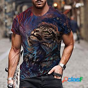 Mens Unisex T shirt Graphic Prints Lion 3D Print Crew Neck