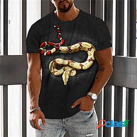 Mens Unisex T shirt Graphic Prints Snake 3D Print Crew Neck