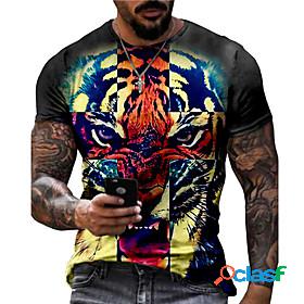 Mens Unisex T shirt Graphic Prints Tiger 3D Print Crew Neck