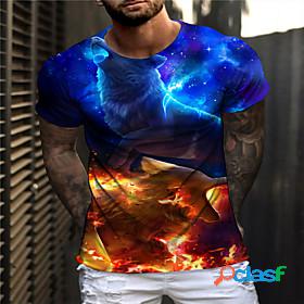 Mens Unisex T shirt Graphic Prints Wolf 3D Print Crew Neck