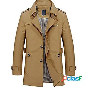 Mens Unisex Trench Coat Overcoat Fall Spring Daily Work