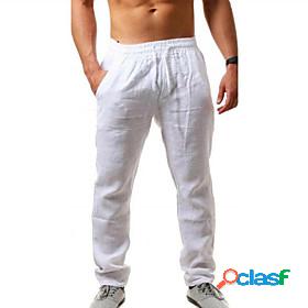 Mens Yoga Pants Bottoms Side Pockets Drawstring Solid Color