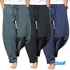 Mens Yoga Pants Pants Bottoms Wide Leg Harem Solid Color