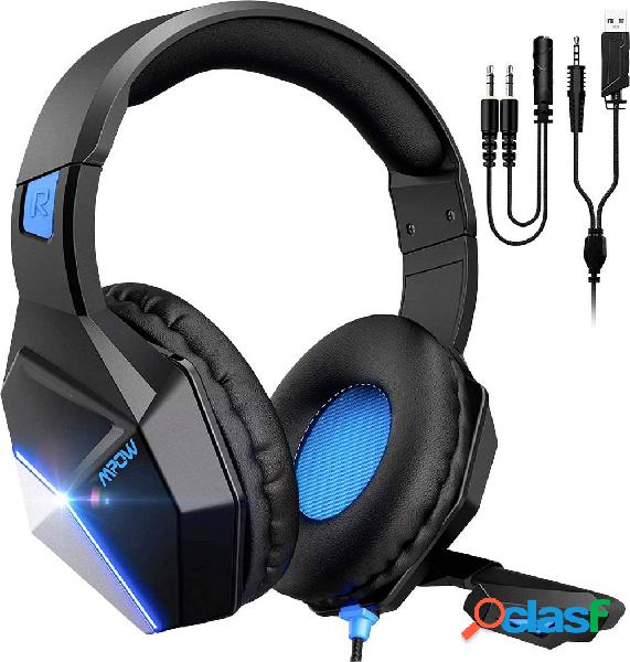 Mipow EG10 Gaming Cuffie Over Ear via cavo Stereo Nero, Blu