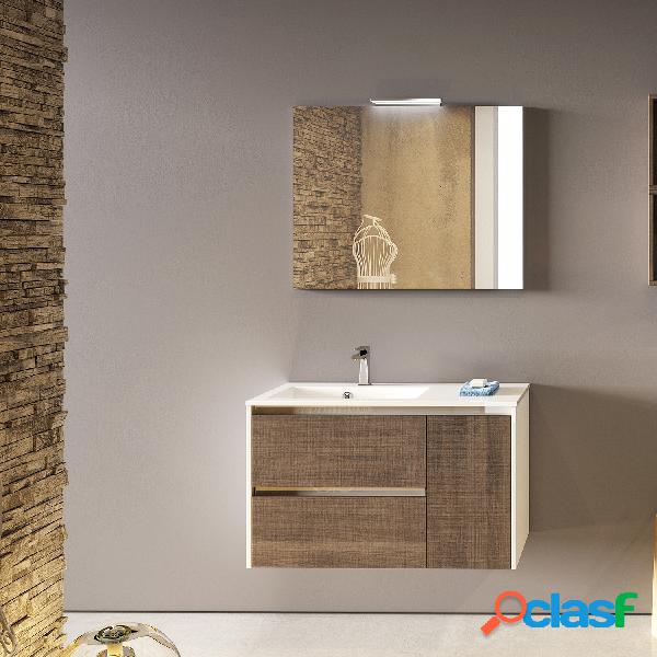 Mobile bagno sospeso FLIP 90 cm 90x50 frontale noce tranchè