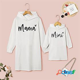 Mommy and Me Dresses Daily Heart Letter Print White Above