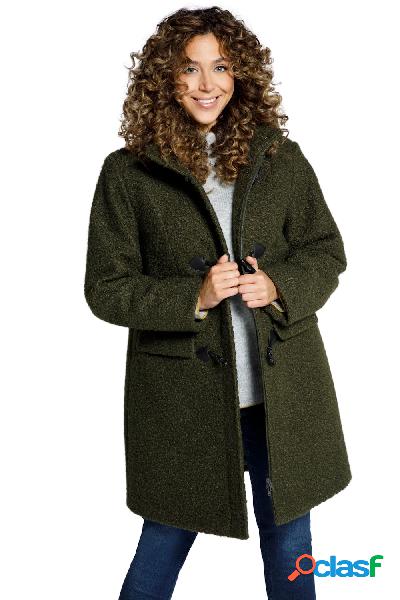Montgomery con cappuccio, alamari ed effetto arricciato,