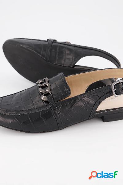 Mules di pelle con effetto coccodrillo e larghezza H, Donna,
