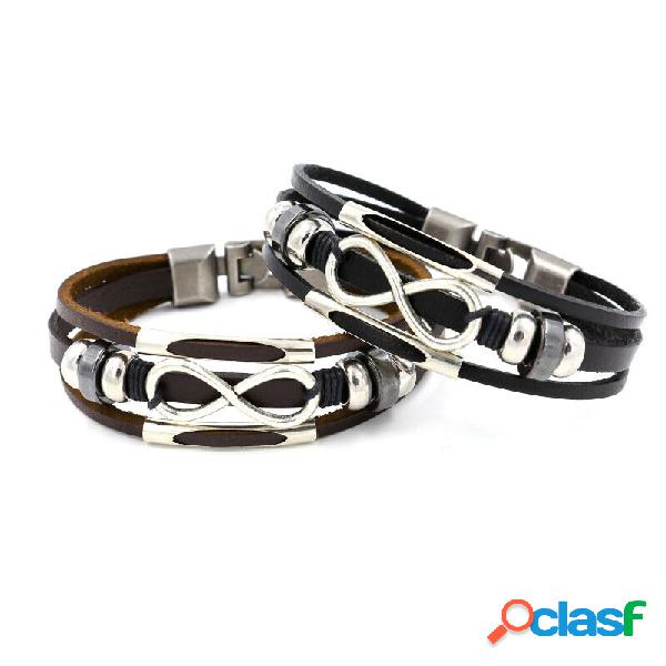 Multistrato Infinity Bracciale a nodo Bracciali in pelle