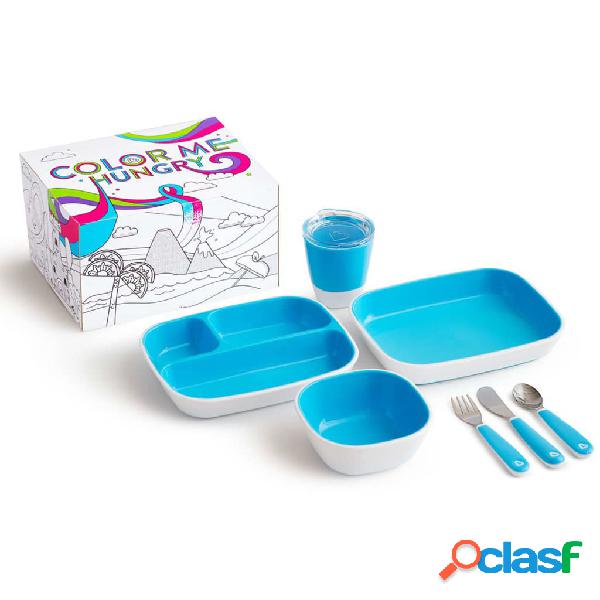 Munchkin Set da Tavola 7 pz Color Me Hungry Blu