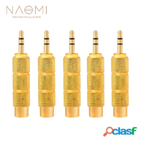 NAOMI 5 pezzi / 1 set metallo dorato da 6,5 mm maschio a 3,5