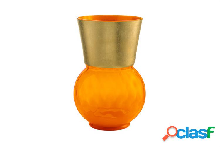 Nasonmoretti Vaso Basilio vetro di Murano arancione e oro