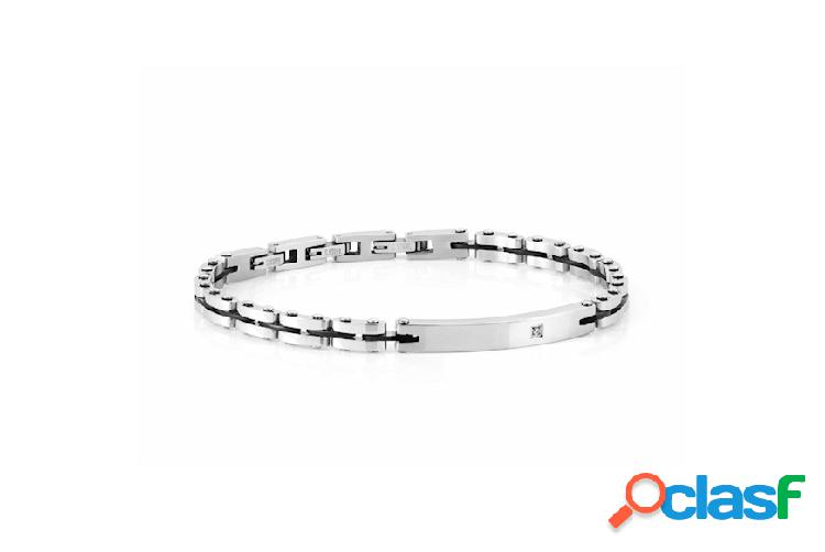 Nomination Bracciale Strong acciaio con zircone acciaio nero
