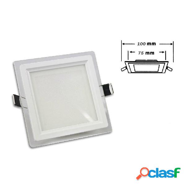 PANNELLO LED SLIM INCASSO BORDO VETRO QUADRATO 6W LUCE 6500K