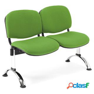 Panca Sala dAttesa a 2 Posti MOBY BASE, Tessuto Verde Lime