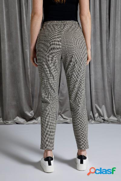 Pantaloni a 7/8 a quadri con cintura elastica e tasche con
