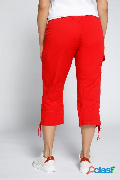 Pantaloni cargo a 7/8 con cintura comoda, Donna, Rosso,