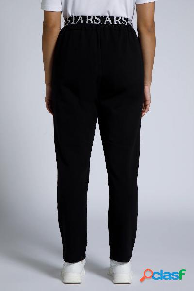 Pantaloni di felpa con scritta, cintura elastica e brillante