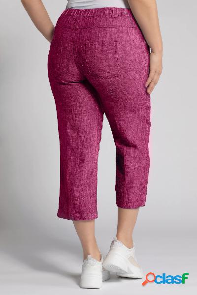 Pantaloni di lino a 7/8, cintura elastica, naturalmente