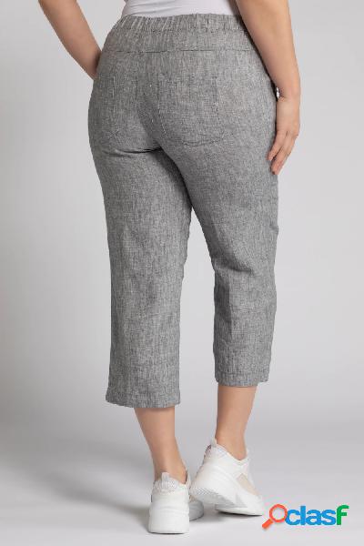 Pantaloni di lino a 7/8, cintura elastica, naturalmente
