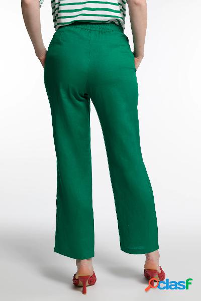 Pantaloni di lino con cintura comoda e taglio della gamba