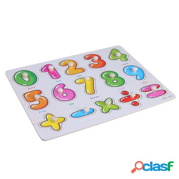 Peg in legno Alfabeto e numeri Puzzle Lettere Numeri Animali