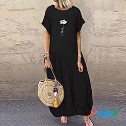 Per donna Abito casual Vestito longuette Nero Manica corta