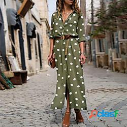 Per donna Abito chemisier Vestito maxi Nero Verde militare