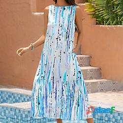 Per donna Abito linea A Vestito maxi Azzurro Senza maniche