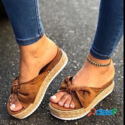 Per donna Pantofole Piatto Punta aperta Pelle nubuck