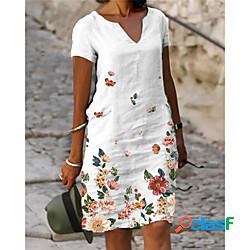 Per donna Vestito a trapezio Abito al ginocchio Verde Bianco
